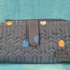 Lug Wallet Tram Quilted Navy Blue Multi Dots RFID